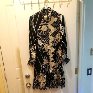 Vintage Lapis Black & White Floral Dress